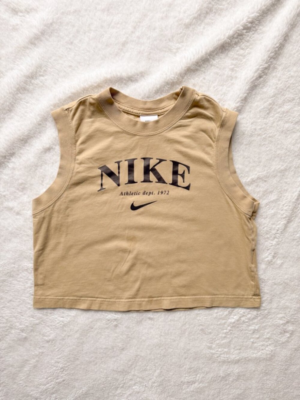 Nike Sportswear Crop Tank Wheat Grass Athletic Dept 1972 Size Small DV0340-710 - Picture 2 of 7